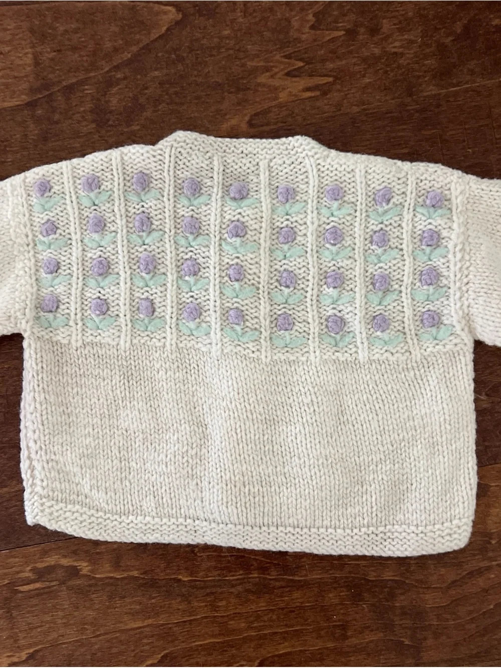 Handmade Vintage Baby Floral Embroidered Button Front Cardigan Sweater 6-12 Mo